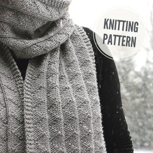 Scarf KNITTING PATTERN / Looking Forward / Reversible Wrap Shawl Knit Pattern for Women / Winter Scarf Knitting Pattern for Men