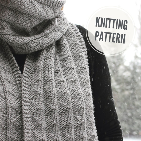 Scarf KNITTING PATTERN / Looking Forward / Reversible Wrap Shawl Knit Pattern for Women / Winter Scarf Knitting Pattern for Men