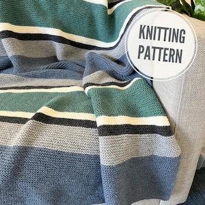 Throw KNITTING PATTERN / Time to Time Blanket / Striped Afghan Knit Pattern for Worsted 4 Weight Yarn / Easy to Knit