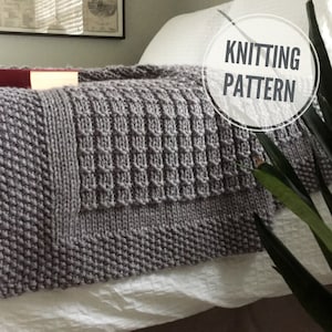 KNITTING PATTERN / Over the Rooftops Blanket / Throw Knit Pattern / Modern Afghan Knitting Pattern for Super Bulky Yarn / Chunky Knitting