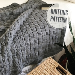 Blanket KNITTING PATTERN / All These Places / Afghan Knit Pattern / Throw Knitting Pattern for Bulky #5 Weight Yarn / Basketweave Stitch