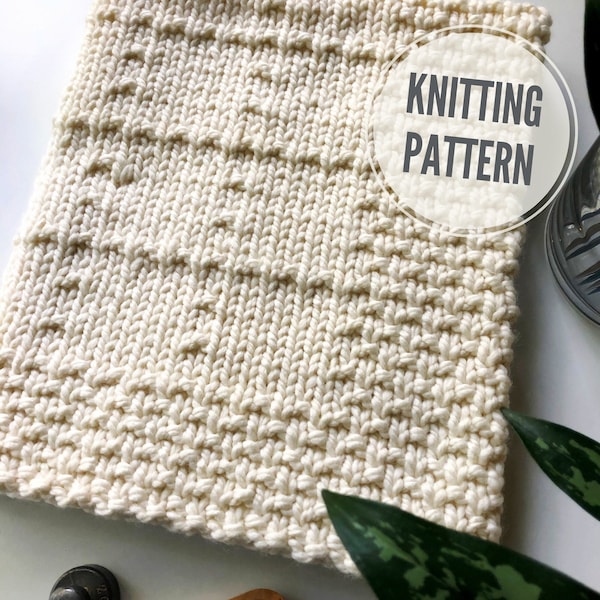 Blanket KNITTING PATTERN / Chunky Afghan Knitting Pattern / Throw Knit Pattern for Super Bulky Yarn / Easy to Knit Blanket Pattern