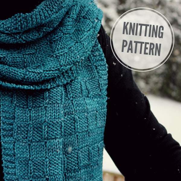 Scarf KNITTING PATTERN / Room with a View / Reversible Winter Scarf Knitting for Women / Scarf Knitting for Men / Wrap Knitting Pattern