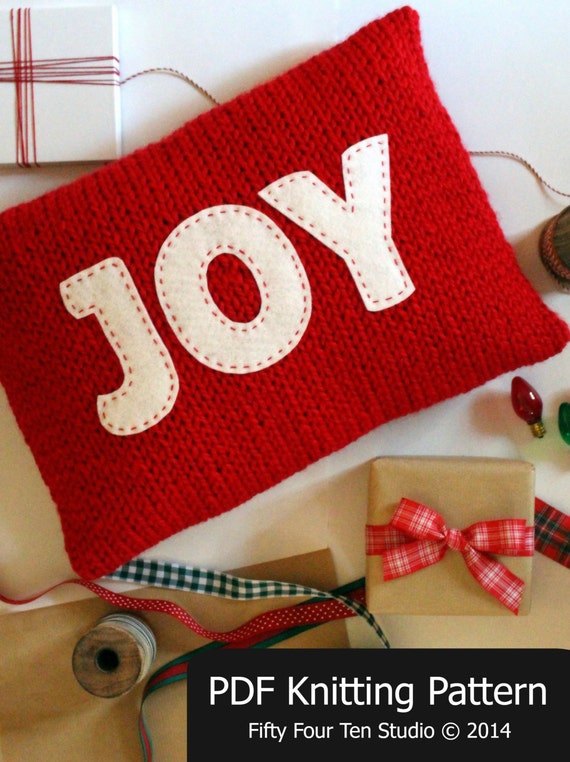 Christmas Knitting Pattern Pillow Joy Believe Cushion Etsy