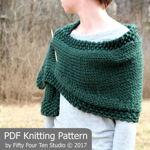 Knitting Pattern Shawl Wrap A Bit Of Good Luck Chunky Easy Quick Knit Pdf Instant Download Super Bulky Yarn