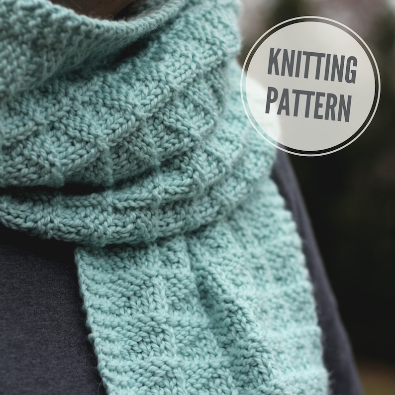 Scarf KNITTING PATTERN / These Days / Winter Scarf Knitting Pattern for Women / Reversible Wrap Shawl Knit Pattern / Scarf Knitting for Men image 1