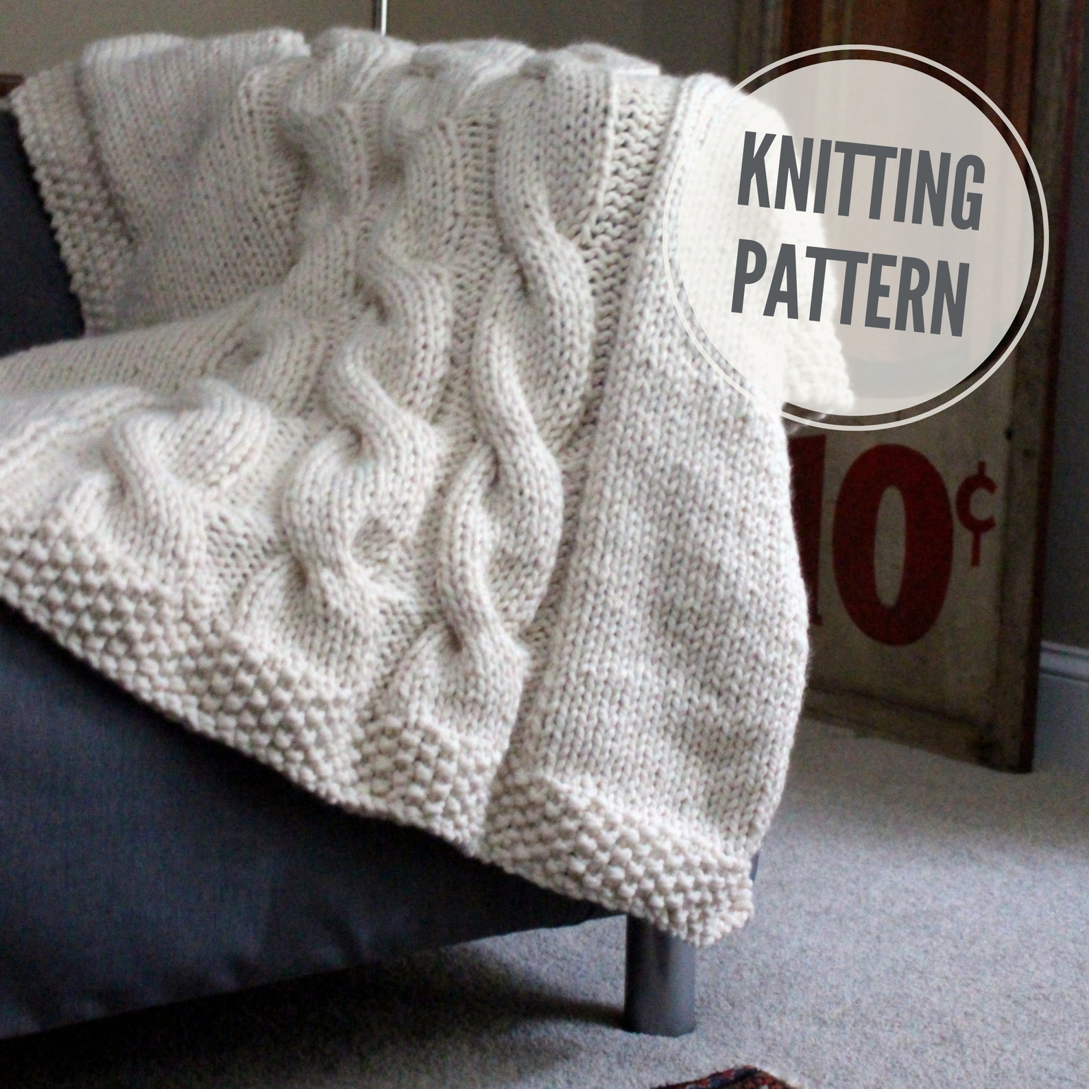 Blanket KNITTING PATTERN / Throw / Cable Knit / Super Bulky Etsy