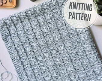 Blanket KNITTING PATTERN / In This Chapter / Easy Baby Blanket Knitting Pattern / Easy to Knit Throw / Reversible Afghan for Worsted Yarn