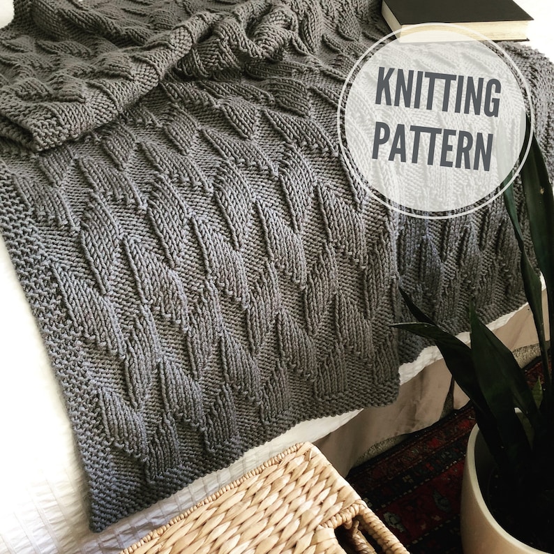 Blanket KNITTING PATTERN / Together Again / Reversible Afghan Knit Pattern / Throw Knitting Pattern for Bulky Yarn / PDF Instant Download image 1