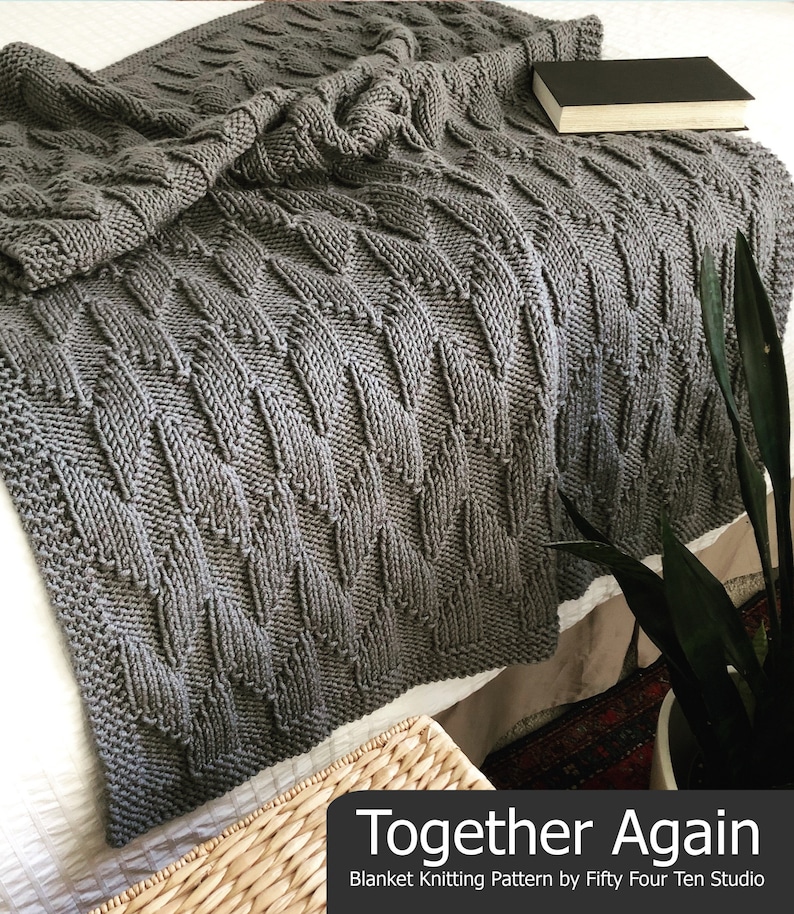 Blanket KNITTING PATTERN / Together Again / Reversible Afghan Knit Pattern / Throw Knitting Pattern for Bulky Yarn / PDF Instant Download image 7