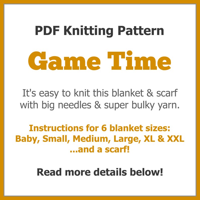Blanket KNITTING PATTERN / Game Time / Reversible Afghan Etsy