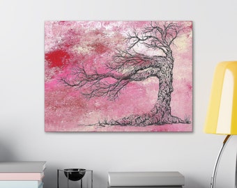 Pink sky and and winds in abstract style. Canvas prints for your home, office or studio. Gallery wrapped giclée prints