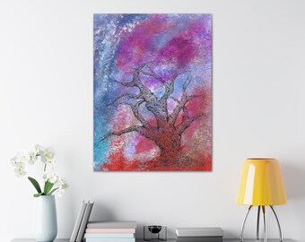 Twisted purple abstract tree print ready to hang. Add this your collection of modern art, perfect for home, studio or office