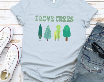 I love trees t-shirt. Nature t-shirt, I love trees summer camping top. Hippie clothing for weekend. Meditation clothing