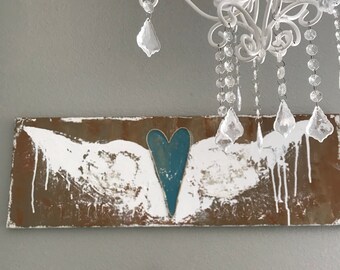 Angel Wings, Heart, Farmhouse, Boho Decor, Nursery Decor, Shabby Chic