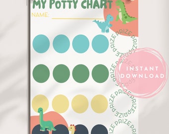 Dino Potty Training Chart, Toddler Motivation (Digital Download)