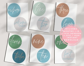 Boho Baby Milestone Discs, Monthly Photo Props (Digital Download)