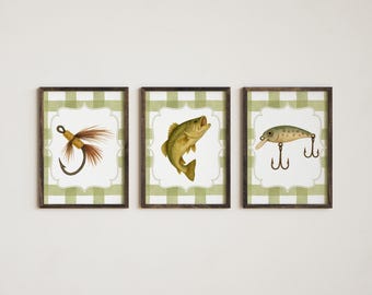 Vintage Fishing Nursery Art Prints | Rustic Cabin Decor (Digital Download)