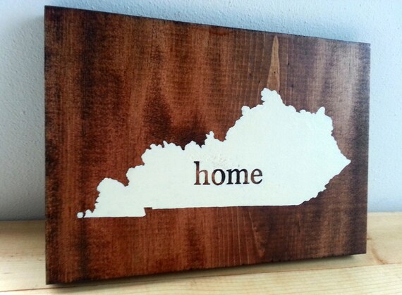 Kentucky State Map Home Wood Sign | Etsy