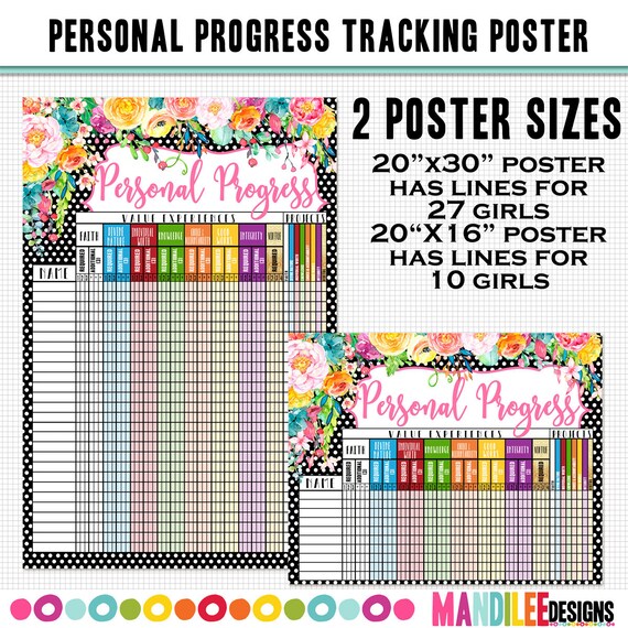 LDS Young Women's Personal Progress Tracking Posters | Etsy