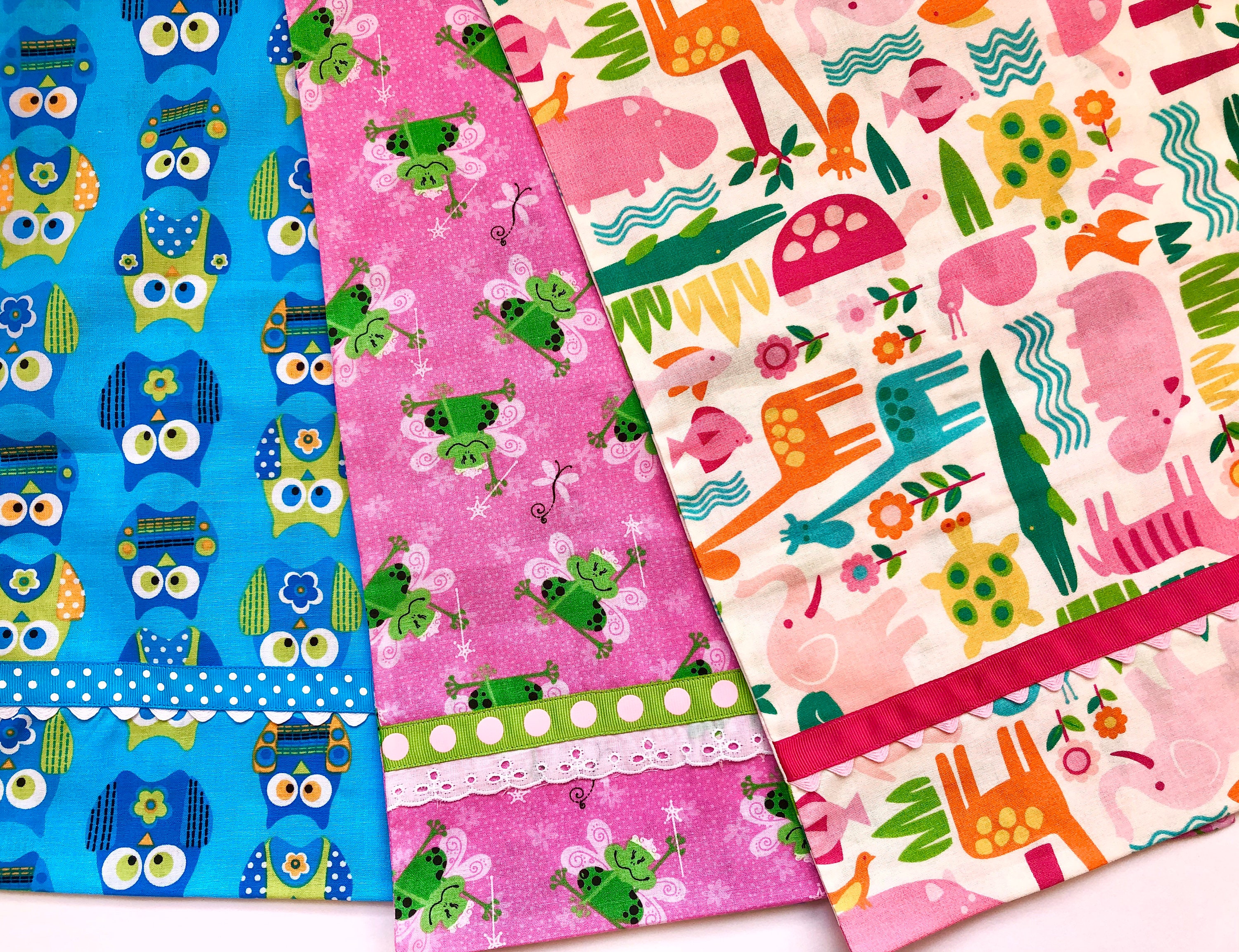Owls on turquoise, Frog Fairy on Pink, or Nursery Animals Accent Pillow / Travel Pillow / Baby Pillo