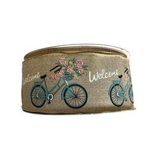 Bicycle Wired Ribbon- 2.5” x 10 yards Wire Ribbon-Bike Ribbon-Wire Ribbon-Spring Ribbon-Cut by the yard
