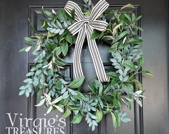 Greenery Wreath / Front Door Wreath / Year Round Wreath / Artificial Greenery Wreath / Mantel Wreath / Housewarming Gift / Mother’s Day Gift