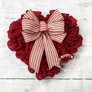 Valentines Wreath-Heart Shape Valentine's Wreath-Red Heart Burlap Wreath-Valentine's Day Burlap Wreath-Heart Wreath