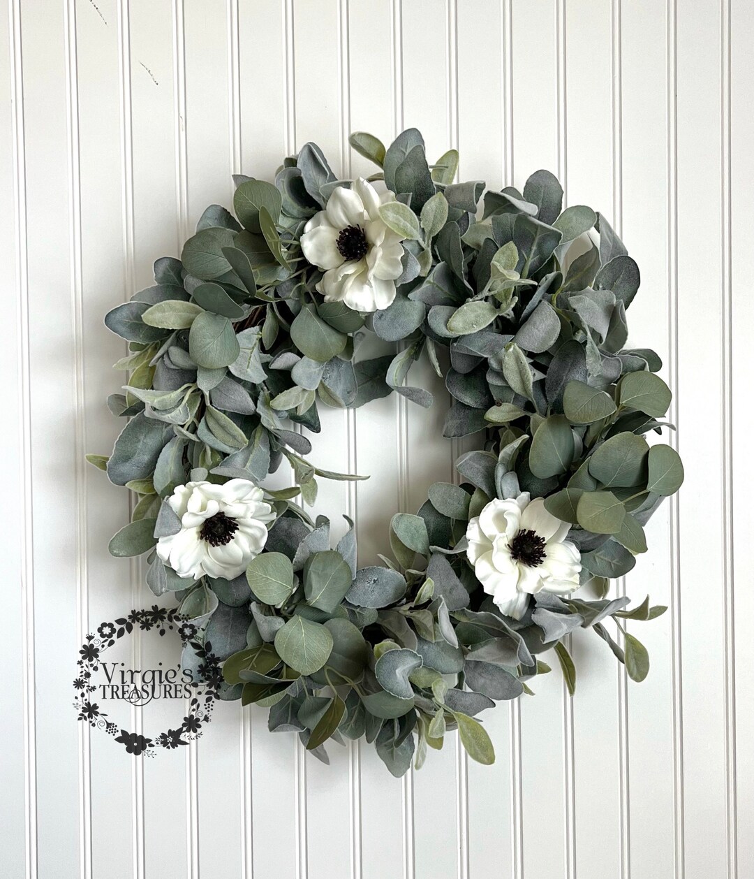Front Door Wreath / Lambs Ear Wreath / Farmhouse Wreath / Everyday ...