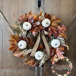 Pumpkin Wreath | Fall Berry Wreath | Fall Maple Leaf Wreath | Front Door Wreath | Fall Wreath | Autumn Wreath | Berry Wreath