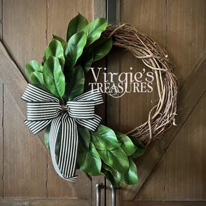 Magnolia Wreath-Magnolia Leaf Wreath, Magnolia Wreath-Farmhouse Magnolia Wreath-Front Door Wreath-Everyday Wreath