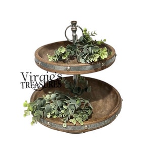 Tiered Tray Decor-Eucalyptus Greenery Decor-Farmhouse Tiered Tray Decor, Bowl Greenery Decor-Artificial Greenery 3 Piece Bundle