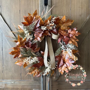Fall Berry Wreath | Fall Maple Leaf Wreath |Front Door Wreath | Fall Wreath | Autumn Wreath | Thanksgiving Wreath |Berry Wreath