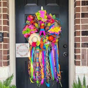 Fiesta Wreath, Fiesta Deco Wreath, Front Door Wreath, Fiesta Wreath, Viva Fiesta Wreath, Cinco De Mayo Wreath, Fiesta Theme Party Decor