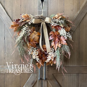 Fall Berry Wreath | Fall Maple Leaf Wreath |Front Door Wreath | Fall Wreath | Autumn Wreath | Thanksgiving Wreath |Berry Wreath