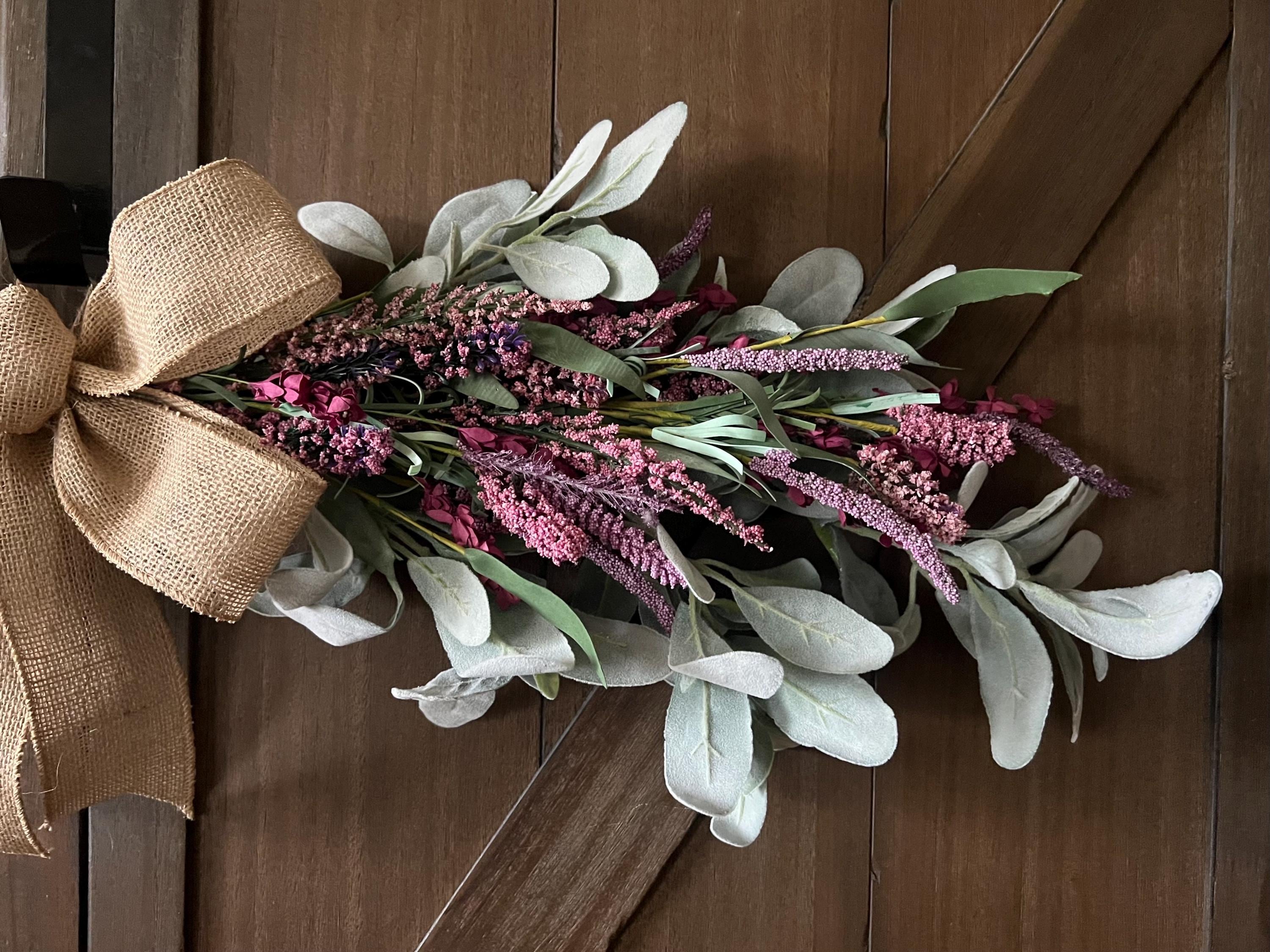 Floral XL Swag, 40” Door Swag, Wall Swag, Farmhouse Swag, Pink