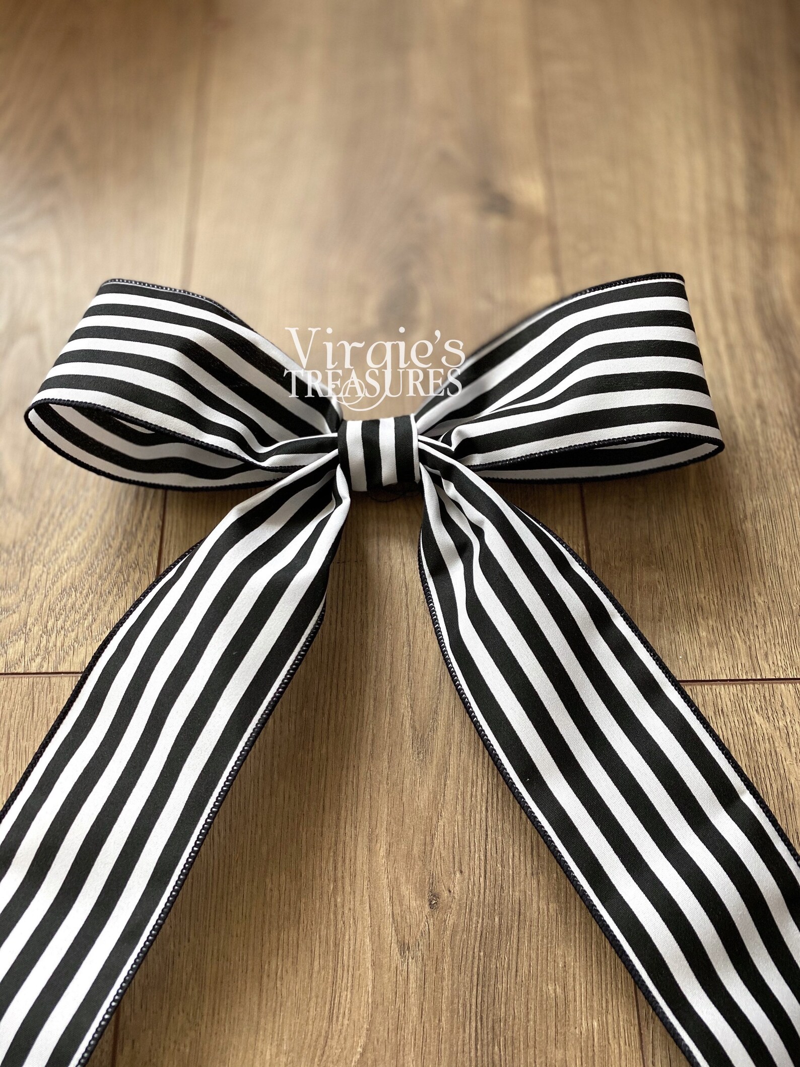 Wreath Bow Black and White Striped Bow Black White Striped - Etsy