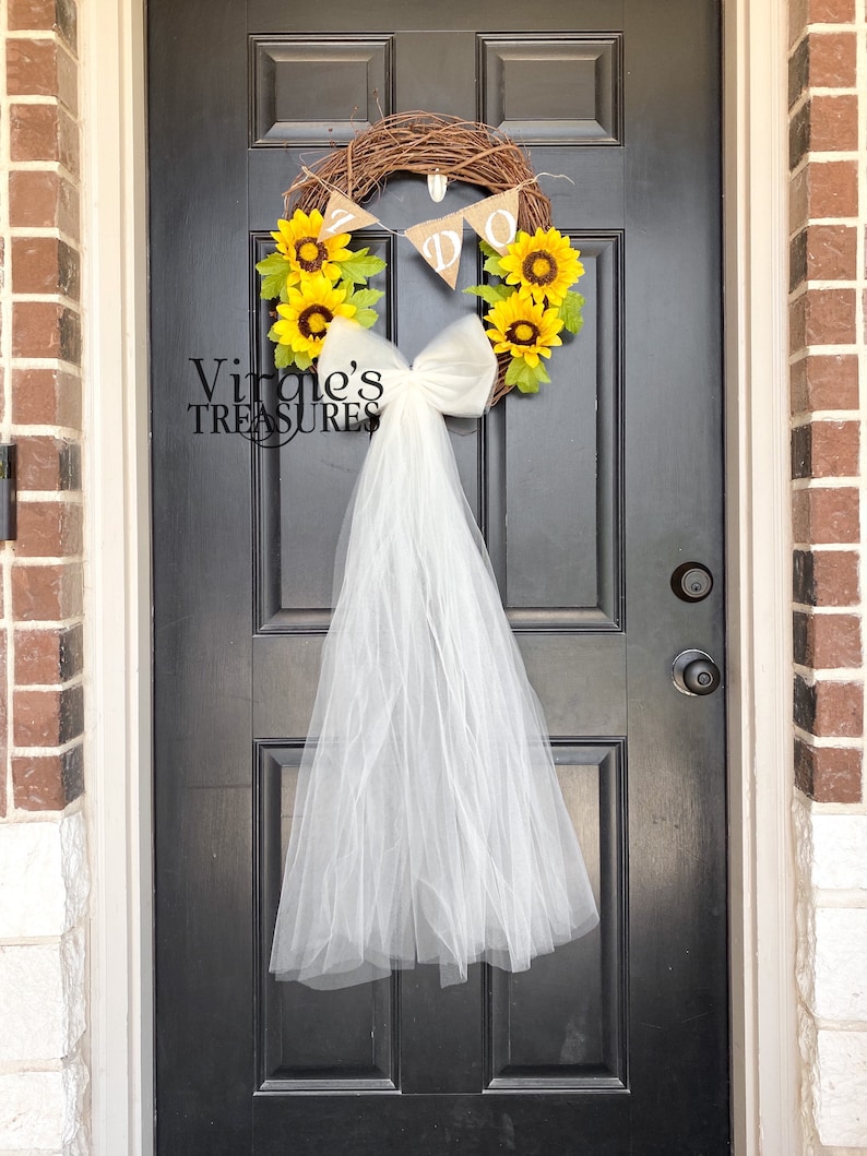 Bridal Shower Veil Wreath Wedding Shower Wreath Sunflower Etsy