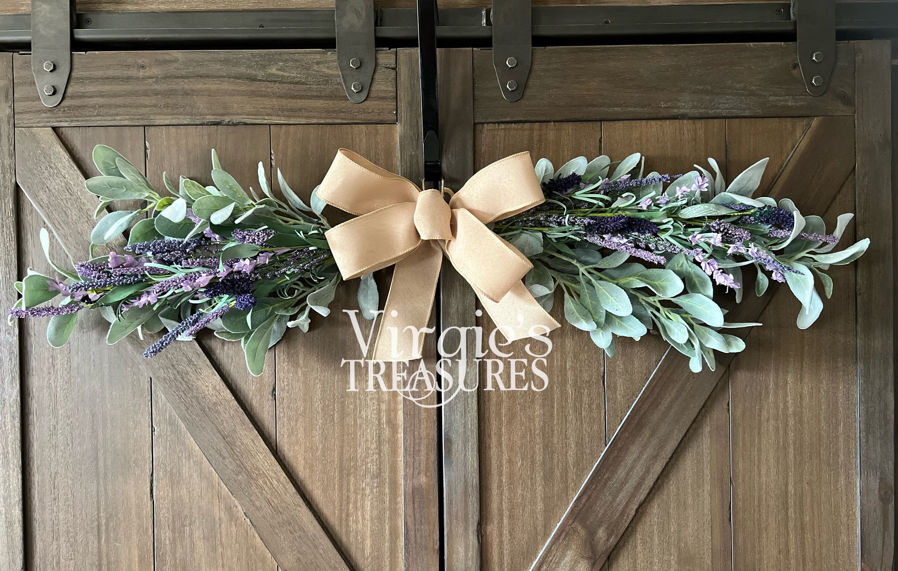 Floral XL Swag, 40” Door Swag, Wall Swag, Farmhouse Swag, Purple