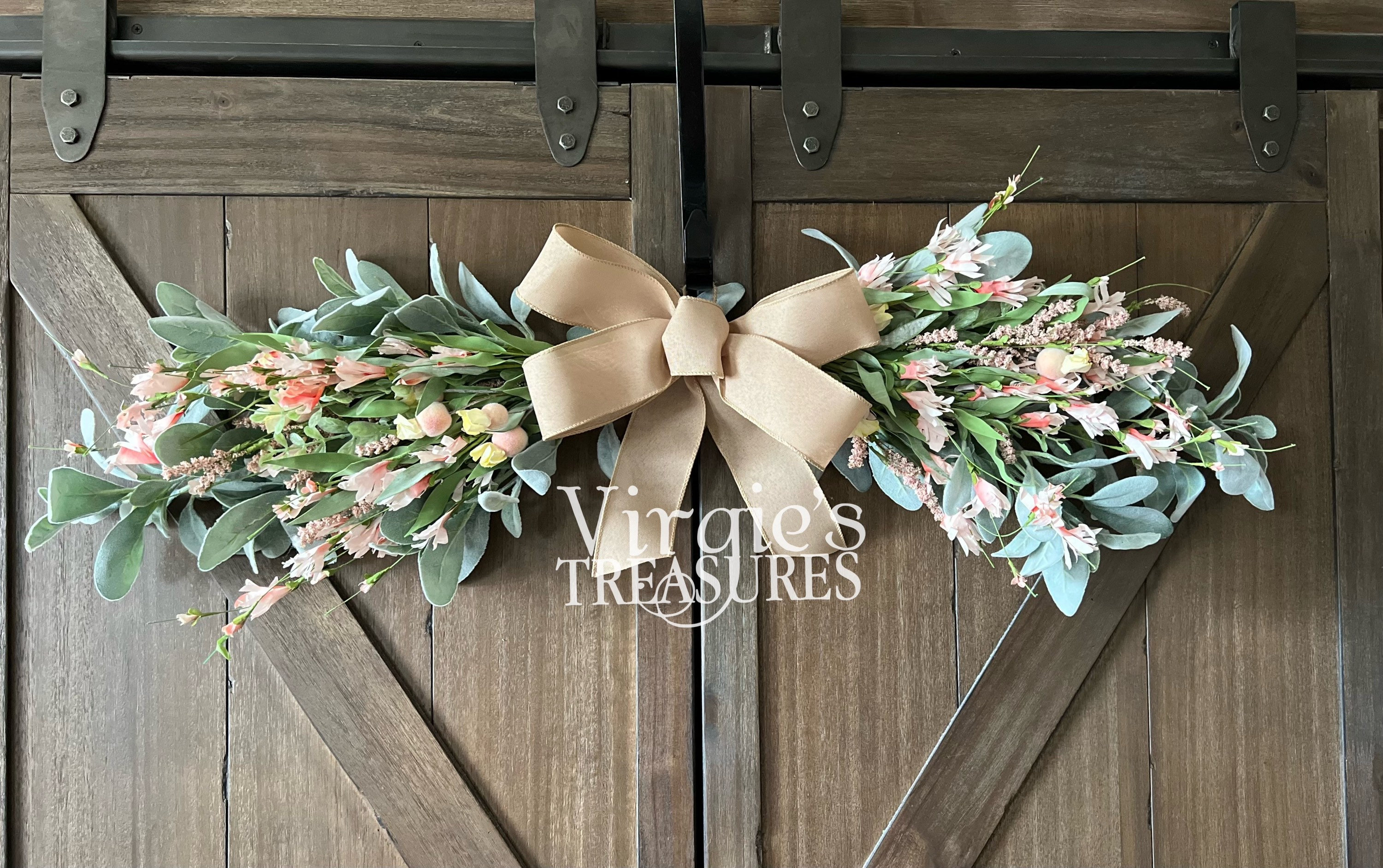 Pink Blossom and Berry XL Swag, 40” Greenery Swag, Spring Swag
