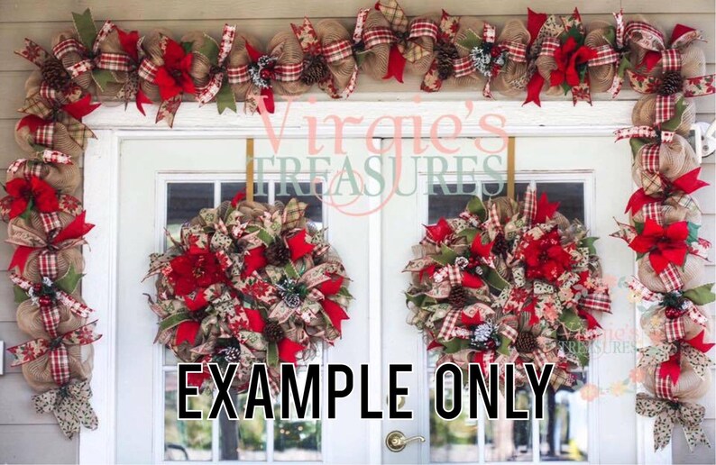 Christmas Garland And Double Door Wreath Set Holiday Wreath And Garland Set Christmas Decorations Entryway Christmas Decor Preorder