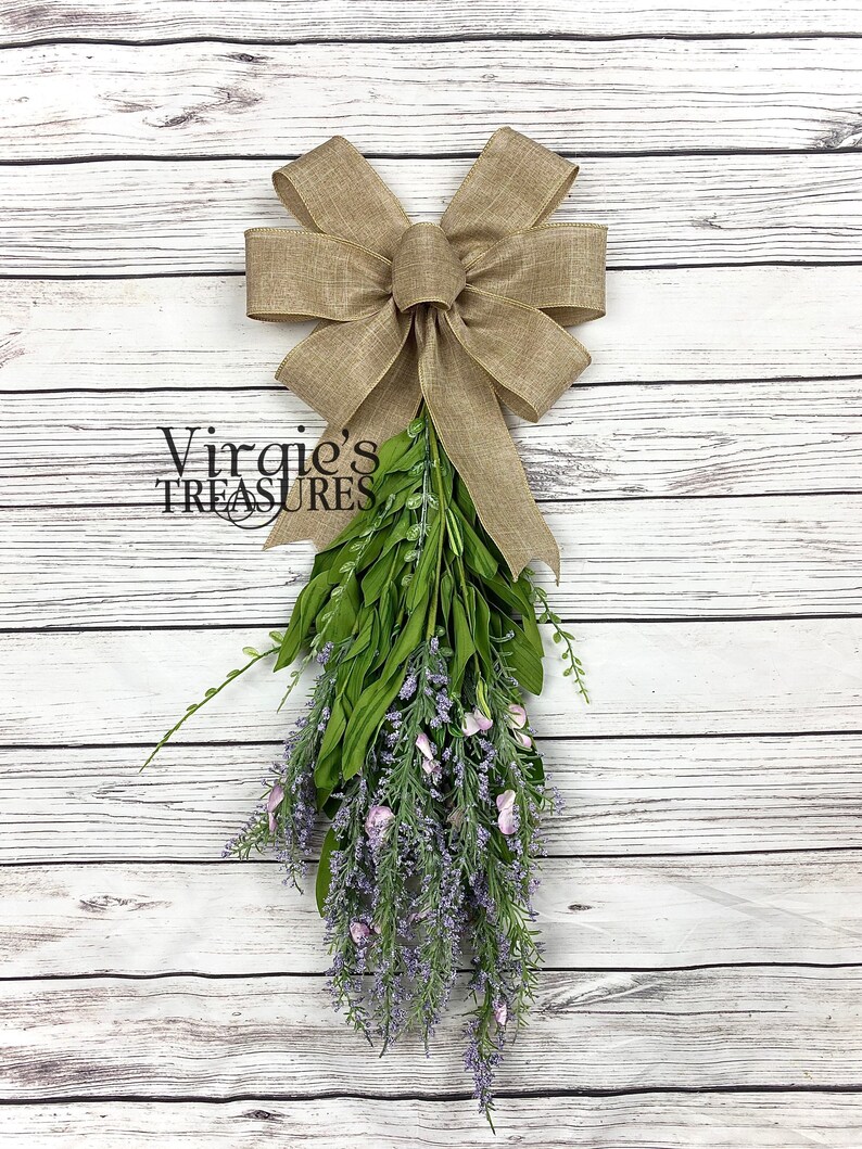 27 Teardrop Door Swag for Front Door Lavender Foxtail Swag Etsy