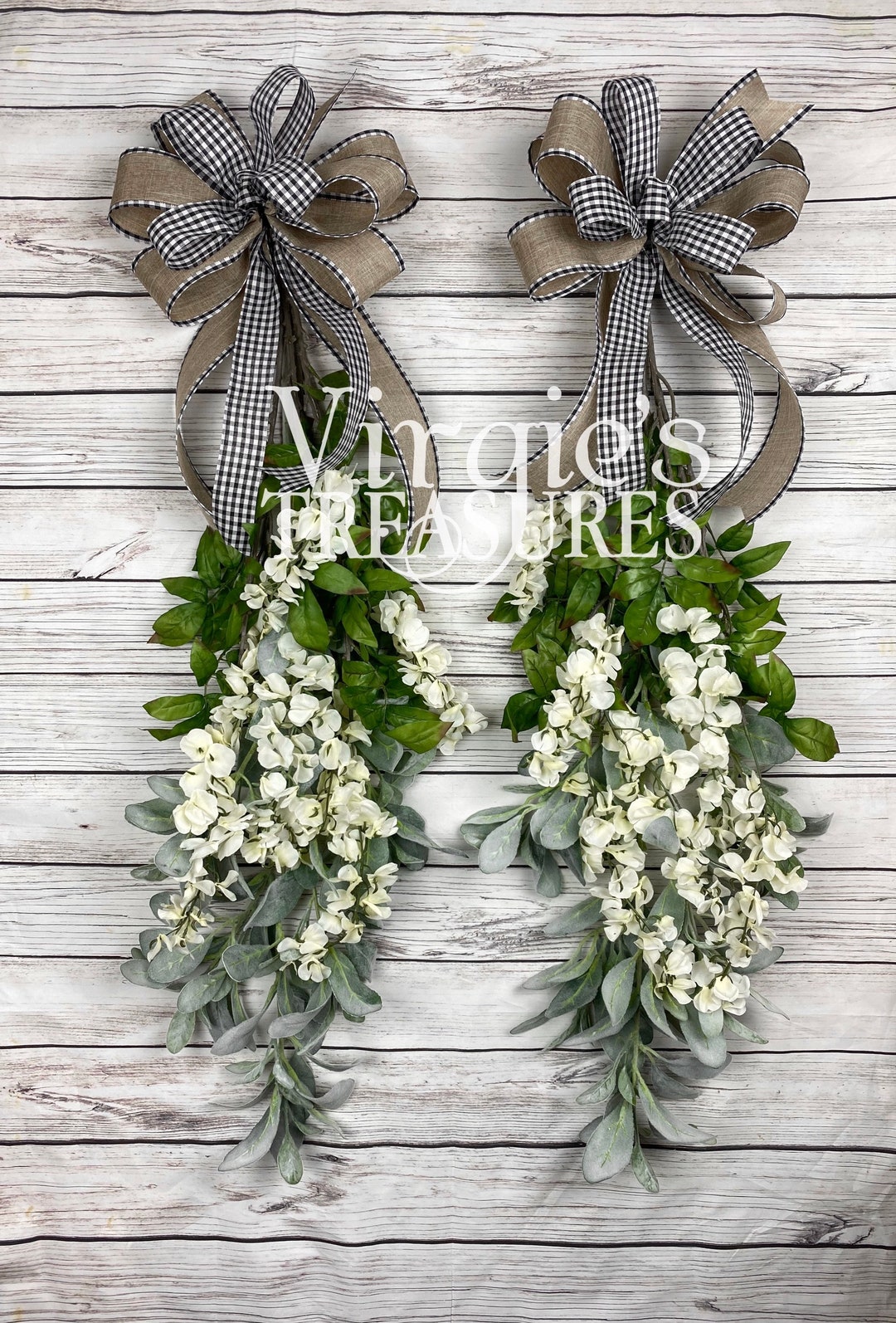 Wisteria & Lambs Ear Swag Set Double Door Swags Front Doors Etsy