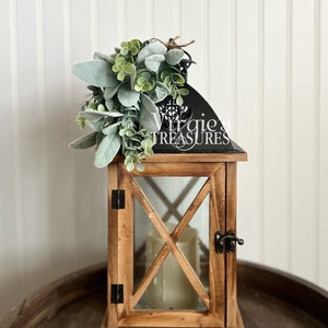 Lantern Greenery Decor / Lantern Accessory / Farmhouse Lantern Decor / Lantern Swag / Eucalyptus & Lambs Ear Greenery (Lantern NOT included)