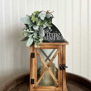 Lantern Greenery Decor / Lantern Accessory / Farmhouse Lantern Decor / Lantern Swag / Eucalyptus & Lambs Ear Greenery