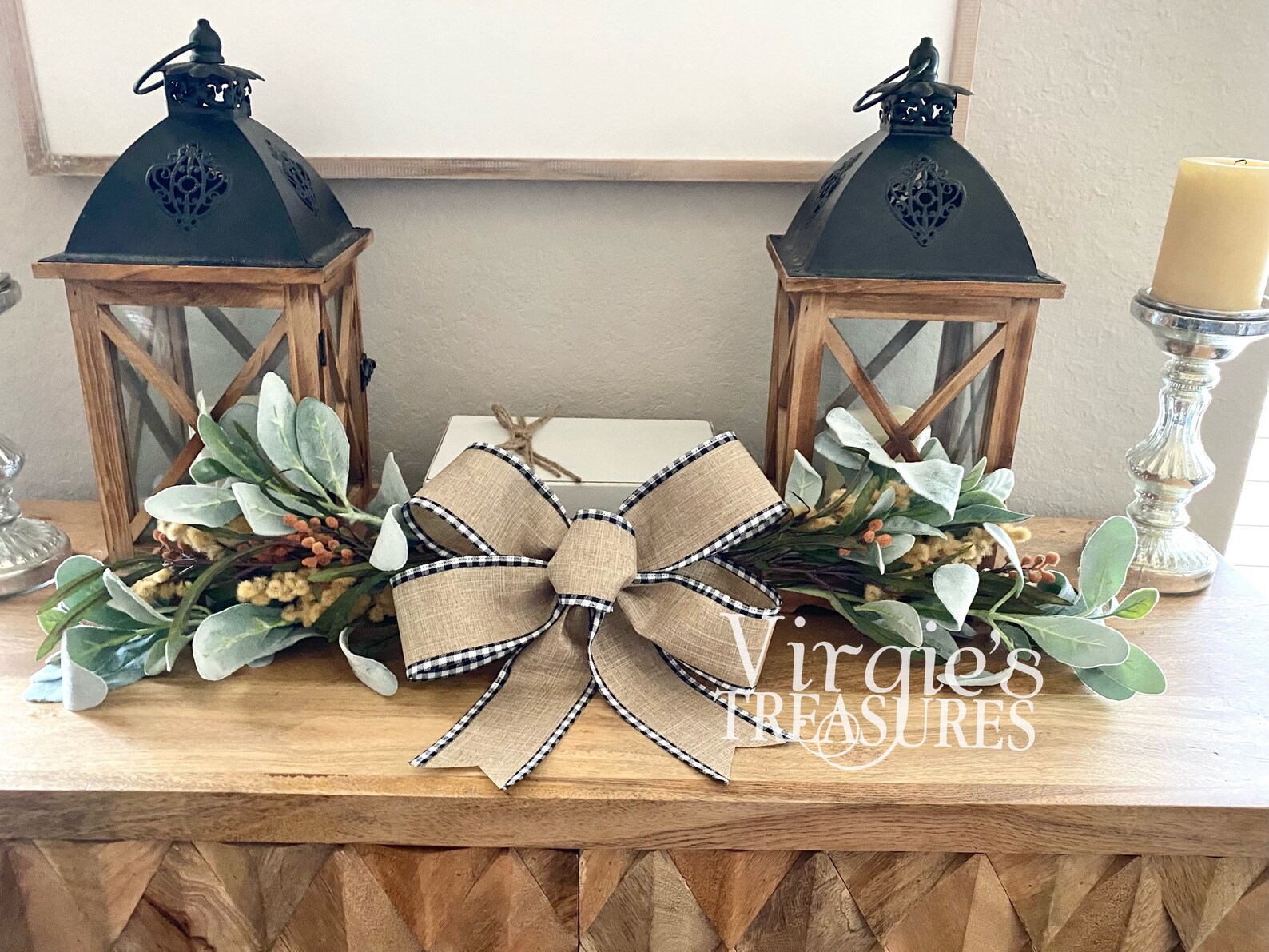 Lambs Ear Swag Door Swag Wall Swag Farmhouse Swag Mimosa Etsy