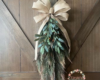 Fern Swag, Olive Leaf Wall Swag, Farmhouse Swag, Everyday Swag, Wall Accent, Window Decor, Cabinet Decor, Kitchen Decor, Teardrop Swag