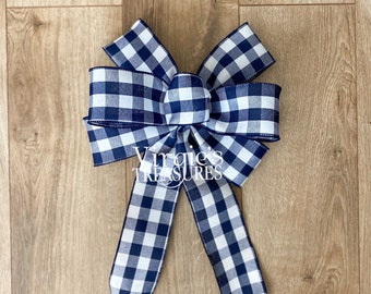 Buffalo Plaid Bow, Farmhouse Buffalo Plaid Bow, Lantern Bow, Summer Wreath Bow, Spring bow, Custom Buffalo Plaid Bow