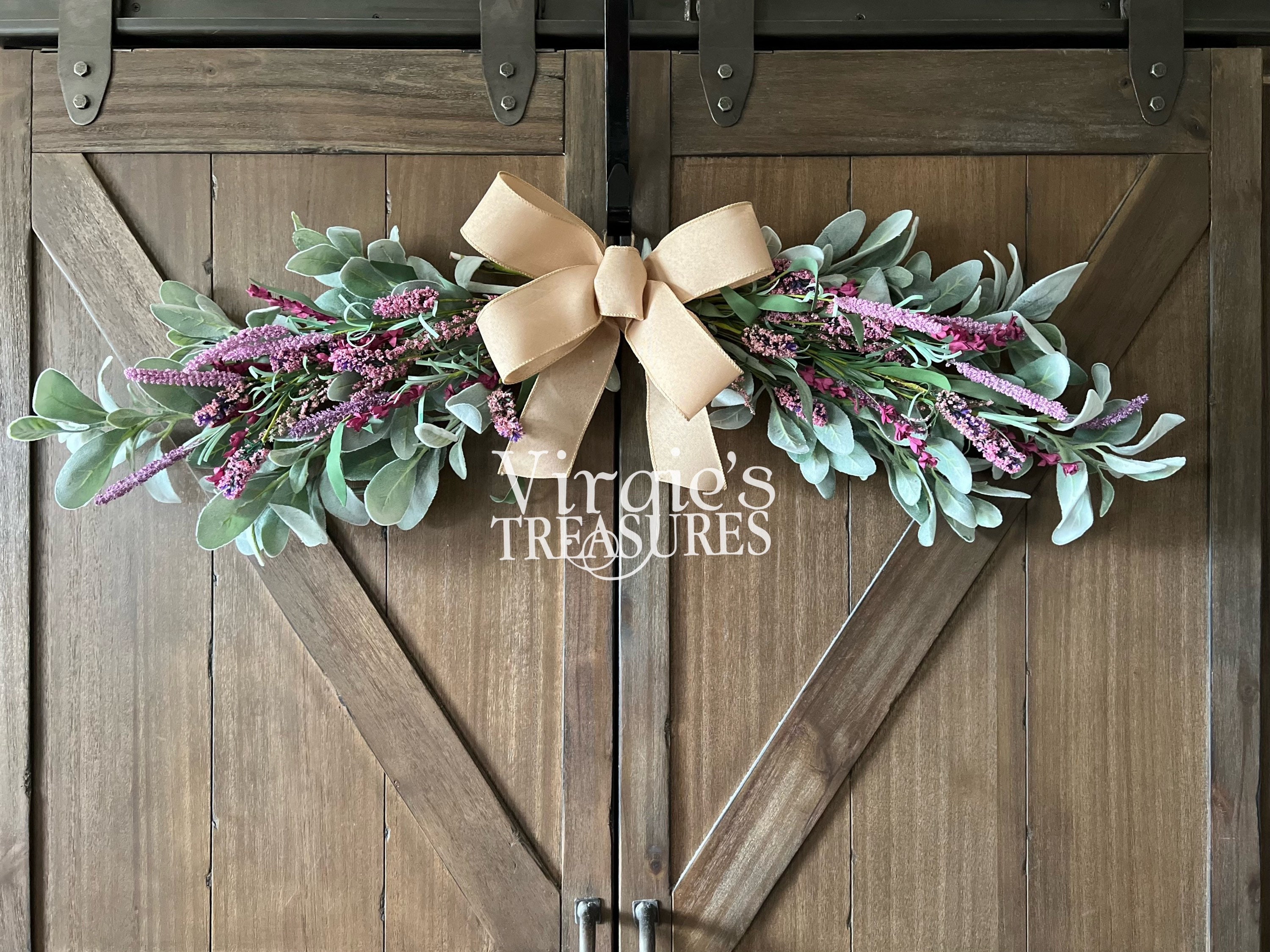 Floral XL Swag, 40” Door Swag, Wall Swag, Farmhouse Swag, Pink