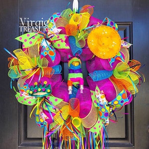 Double Door Fiesta Wreath-Cinco De Mayo Wreath-Fiesta Deco Mesh Wreath-Bright and Colorful Fiesta Wreath-Fiesta San Antonio Wreath, 20 Inch image 5